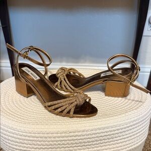 Steve Madden Gold Braided Knot Block Heel Sandals